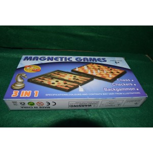 3в1 шахматы/шашки/нарды магнитные Magnetic games 24 см, арт.2029
