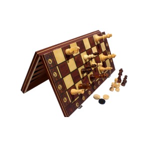 Шахматы 3 в 1 магнитные деревянные 34 см, арт. 7703