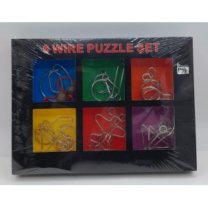 Головоломки металлические 6 WIRE PUZZLE SET, набор из 6 штук в черной коробке(арт 2116)