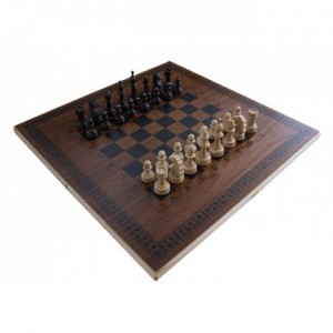 3в1 шахматы, шашки, нарды 60см шпон светлый/темный