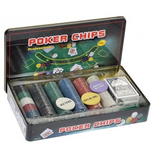 Набор для игры в покер на 500 фишек в жестяном боксе