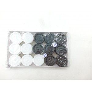 Шашки/фишки для нард Классика с зариками, пластик 32 мм